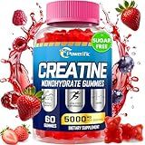 Creatine Monohydrate Gummies, Creatine for Women & Men, Pre Workout Creatine Monohydrate Gummies with Taurine, Vitamin B6 & B12 for Muscle, Strength, Energy, Endurance, Vegan, Organic, 60 Count