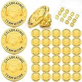 Ceenna 50 Pcs Employee of The Month Lapel Pin Bulk Star Recognition Appreciation Gift Enamel Gold Plated Performance Reward Gift for Staff Team Volunteer Nurse Teacher(Teamwork)
