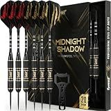 Steel Tip Darts, 6 Pack Knurled Brass Barrels with EVA Case, Darkborn