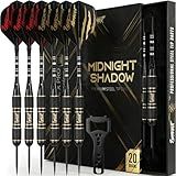Steel Tip Darts, 6 Pack Knurled Brass Barrels with EVA Case, Darkborn