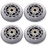 BENLIUDH Inline Skate Wheels with Bearings, 3 Inch Roller Blade Wheels 76mm Outdoor and Indoor Clear Wheel for Office Chairs, Luggage (4 Pack, Silver)