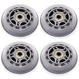 BENLIUDH Inline Skate Wheels with Bearings, 3 Inch Roller Blade Wheels 76mm Outdoor and Indoor Clear Wheel for Office Chairs, Luggage (4 Pack, Silver)