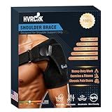 HVRCRK Shoulder Brace for Men & Women - Adjustable Shoulder Compression Sleeve with Y-shaped Compression Strap - Medium Shoulder Support & Pain Relief - Universal for Left & Right Shoulders, M