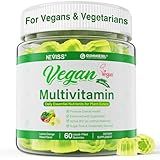 NEVISS Vegan Multivitamin for Women & Men w/Methyl B12, D3 K2, Plant Based Omega 3 (DHA+EPA), Iron, Choline, Zinc, Whole Food Daily Vitamins Gummies for Vegans & Vegetarians, Sugar Free, 60Cts