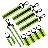 10 Pack Reflective Straps for Walking at Night, Glow in The Dark Keychain & Backpack Reflectors, High Visibility Safety Night Running Gear with Zipper Pulls for Dog Collar, Cycling, Camping.