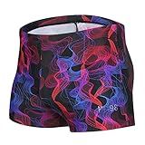 K898 Men's Square Leg Swimming Jammer Shorts UPF50+,Men Swimsuit Swim Jammers Fabric Shape Retention (Fuchsia Wavy,XL)