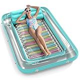 Jasonwell 4 in 1 Inflatable Tanning Pool Lounger Float - Sunbathing Lounge Floatie Raft Toys, Water Filled Tanning Bed Mat Pad Blow Up Kiddie Pool with Ball Pit for Adult, Kids (L)