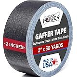 Gaffer Power Proudly Made in The USA, Real Professional Grade Gaffer Tape, Heavy Duty Gaffers Tape, Non-Reflective, Multipurpose Cord Tape. 2 Inches x 30 Yards, Black