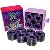 Naivskb Skate Bearings 8mm 16 Pack, Precision 608 Bearings Quad Inline Skates Roller Derby Skateboard Longboard Scooter(Neon Purple)
