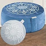 Hihealer Meditation Cushion - Large Velvet Zafu Floor Pillow for Adults and Women - Comfortable Yoga Pillow with Traditional Tibetan Buckwheat Filling for Meditation and Relaxation