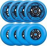 AOWISH 8-Pack Inline Skate Replacement Wheels 85A Outdoor Asphalt Formula Roller Blades Wheels Indoor Roller Blades Wheels with Bearings ABEC-9 & Floating Spacers (Blue, 72mm)