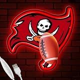 Football Team Neon Sign, Cool Dimmable Light Up Football Team Logo Hanging USB Powered for Wall Decor Art, Man Cave, Bedroom, Game Room Deco, Birthday Christmas Merch Gift for Boys Fans