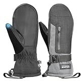 OutdoorMaster Ski Snow Mittens for Women & Men, Thermal Snowboard Ski Gloves Screen Touch, Warm Winter Anti-Slip Waterproof with Double-Pocket for Cold Weather Sports, Skiing, Snowboarding