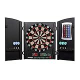 Arachnid Cricket Maxx 1.0 Electronic Dartboard Cabinet Set - Walnut Finish Doors - 34 Game Types with 183 Variations - Up to 8 Players - Includes Six Soft Tip Darts