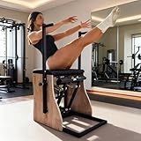 Pilates Chair Reformer Machine with Adjustable Resistance Springs Split Pedal Handles Home Gym Equipment for Yoga Core Training Rehabilitation Includes Non-Slip Socks (Standard Version)