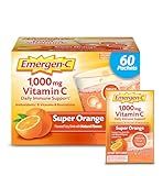 Emergen-C 1000mg Vitamin C Powder for Daily Immune Support Caffeine Free Vitamin C Supplements with Zinc and Manganese, B Vitamins and Electrolytes, Super Orange Flavor - 60 Count/2 Month Supply