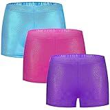 BYONEME Girls Dance Short Gymnastics Athletic Shorts Sparkle Glitter Tumbling Bottoms