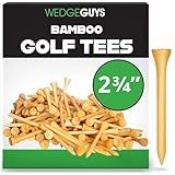 Wedge Guys Bamboo Golf Tees 2-3/4" & 3-1/4" | 100,250,500 or 1000 pcs. | Extra Durable & Stronger Than Wood Tees | Biodegradable & Less Friction | PGA Professional Approved, Golf Tees Bulk Bag