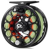 Piscifun Sword Fly Fishing Reel with Line, Pre-Loaded CNC-Machined Aluminum Alloy Fly Reel, Light Weight and Corrosion Resistance Design, 5/6wt Black
