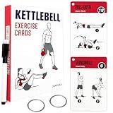 Kettlebell Cards for Women & Men-50 Kettlebell Workout Cards，Includes 2 Rings& Dry-Erase for Easy Organization-Home, Gym or Studio (Kettlebell)
