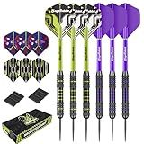 MageRabbit Metal Tip Darts 6 Pieces Professional Steel Darts with 12 Dart Flights, Steel Tip Darts Set for Dartboard