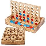 Glintoper Tic Tac Toe & 4 in a Row Tables Game Set, Classic Board Line Up 4 for Living Room Rustic Table Decor and Use as Game Top Wood Guest Room Decor Strategy Board Games for Families