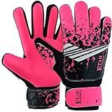 EFAH SPORTS Soccer Goalkeeper Gloves for Kids Boys Children Youth Football Goalie Gloves with Super Grip Protection Palms (Size 4 Suitable for 6 to 9 Years Old, Pink)