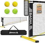 BAGAIL Portable Pickleball Net Set, 22 FT Regulation Size Pickle Ball Net with Ball Collector, Carry Bag, Easy Setup for Outdoor Indoor Driveway - Yellow