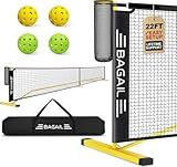 BAGAIL Portable Pickleball Net Set, 22 FT Regulation Size Pickle Ball Net with Ball Collector, Carry Bag, Easy Setup for Outdoor Indoor Driveway - Yellow