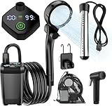 InkTrail Portable Camping Shower with Heater, Long-Lasting 6000mAh Rechargeable Camping Shower with Sprayer Head,4 Spray Modes,IPX7 Waterproof Outdoor Camp Pump for Hiking, Travel, Car, Pet