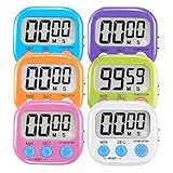 6 Pack Multi-Function Electronic Timer - Magnetic Digital Timers Big LCD Display The Loud/Silent Switch Countdown Timer Extensively Use in Break Time, Cooking,Gym, Meeting, Classroom
