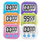 6 Pack Multi-Function Electronic Timer - Magnetic Digital Timers Big LCD Display the Loud/Silent Switch Countdown Timer Extensively Use in Break Time, Cooking,Gym, Meeting, Classroom