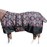 Black Aztec 72 in HILASON 1200D Winter Waterproof Poly Horse Turnout Blanket Belly Wrap