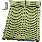 Pretyw Double Sleeping Pad for Camping - Ultralight Camping Mattress with Pillow, Built-in Foot Pump, Compact Inflatable 2-Person Portable Mat for Backpacking, Hiking, Car Traveling, Beach, Tent