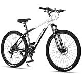 AVASTA 27.5 Inch Mountain Bike MTB for Adult Man Women Male, White | Lightweight Aluminum Alloy Frame, Dual Disc Brakes, Switchable Front Suspension, 21-Speed Gear Shifter