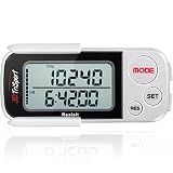 Realalt 3DTriSport 3D Walking Pedometer with Clip & Strap, Accurate Step Counter with 30-Day Memory, Distance in Miles/KM Large Display Perfect for Seniors & Beginners eBook Included - White