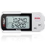 Realalt 3DTriSport 3D Walking Pedometer with Clip & Strap, Accurate Step Counter with 30-Day Memory, Distance in Miles/KM Large Display Perfect for Seniors & Beginners eBook Included - White