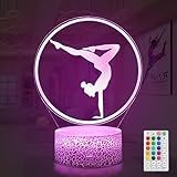 Yzddsi Artistic Gymnastics 3D Night Light - Gymnastics Stuff Gifts for Girls, Illusion Lamp for Kids Women Friends Coach Gymnast Birthday Christmas Gifts,16 Colors Lighting with Remote Control