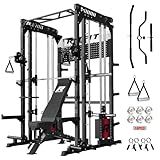RitFit M1 Pro Smith Machine Package, All-in-One Power Cage with Weight Stack Set, Includes LAT Pulldown & Cable Crossover System for Home Gyme