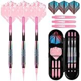 CyeeLife Soft Tip Darts Set - Professional Darts Plastic Tip Sets with Brass Barrel + 6 Shaft + 6 Standard Flights + Portable Case for Electronic Dartboard