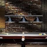 Wellmet 3 Light Pool Table Light, Vintage Retro Kitchen Island Pendant Light with Matte Black Shade, Modern Industrial Chandelier