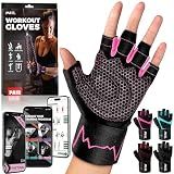 MhIL Workout Gloves for Women – Breathable Gym Gloves for Women with Palm Protection and Enhanced Grip – Padded Weight Lifting Glove for Womens with Wrist Wraps Support Weightlifting Exercise Cycling