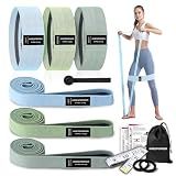 HIMESPORNER 9 PCS Fabric Resistance Bands Set for Working Out, Non-Slip Exercise Booty Bands for Women & Men Leg and Glutes with Hair Ties and Tape Measure - for Home Gym Workout, Yoga, Pilates