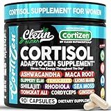 Clean Nutra Cortisol Supplements For Women | Maca Root Ashwagandha Cortisol Detox Manager Reducer + Slippery Elm Fenugreek Lions Mane Shilajit Rhodiola Sea Moss Tongkat Ali Cordyceps Ginseng Beet Root