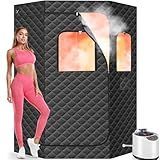 Upgraded Portable Steam Sauna, Portable Sauna Box for Home, Home Sauna Tent Full Body, 1200W 3L Steam Generator, 99 Minute Timer, Folding Chair, Remote Control Included(Black)
