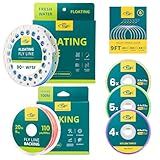 SF Fly Fishing Floating Line Starter Kit Sky Blue 90FT WF5F with Welded Loop, Backing, Tapered Leader, and Tippet Replacement for Freshwater.