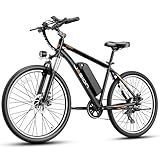 Jasion EB5 Electric Bike for Adults with Peak 750W Brushless Motor, 40Miles 20MPH Commuting Electric Mountain Bike with 360Wh Removable Battery, 7-Speed, 26" Tires and Front Fork Suspension