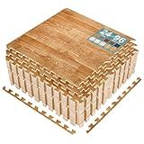 Sorbus 96 Sq. Ft. Wood Grain Floor Tiles Foam Mat EVA Interlocking Mats Tile 3/8-Inch Thick Flooring Wood Puzzle Exercise Mats w/Borders - Home Playroom Basement, Apartment, Trade Show, Baby, Dance