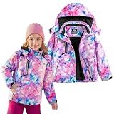 Simplee kids Girls Winter Ski Jacket,M-pink Purple Universe,8 Years
