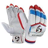 SG Super Club Batting Gloves | White | Men's Size| Leather, Cotton, PVC, TPU | Men | Comfortable Fit | Durable Material | Breathable | Adjustable | High Protection